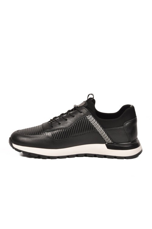 Siyah Hakiki Deri Erkek Memory Taban Casual Sneaker M033 M