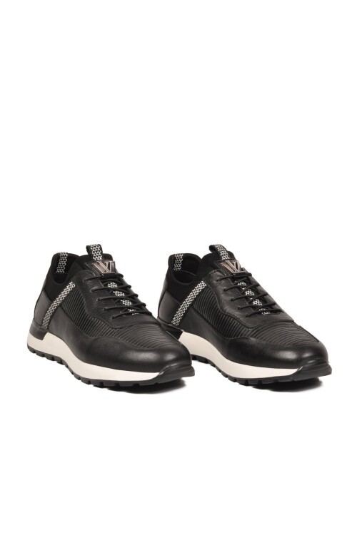 Siyah Hakiki Deri Erkek Memory Taban Casual Sneaker M033 M