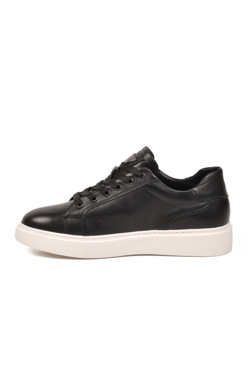 Siyah Hakiki Deri Bağcıklı Erkek Smart Casual Ayakkabı Sneaker M196 M