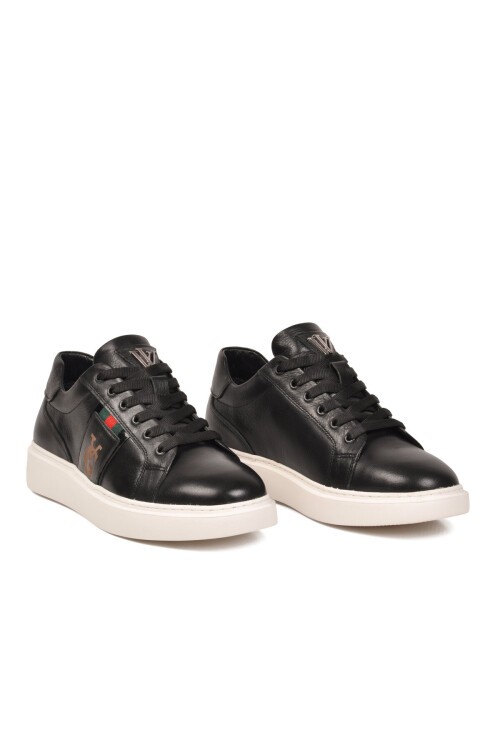 Siyah Hakiki Deri Bağcıklı Erkek Smart Casual Ayakkabı Sneaker M196 M