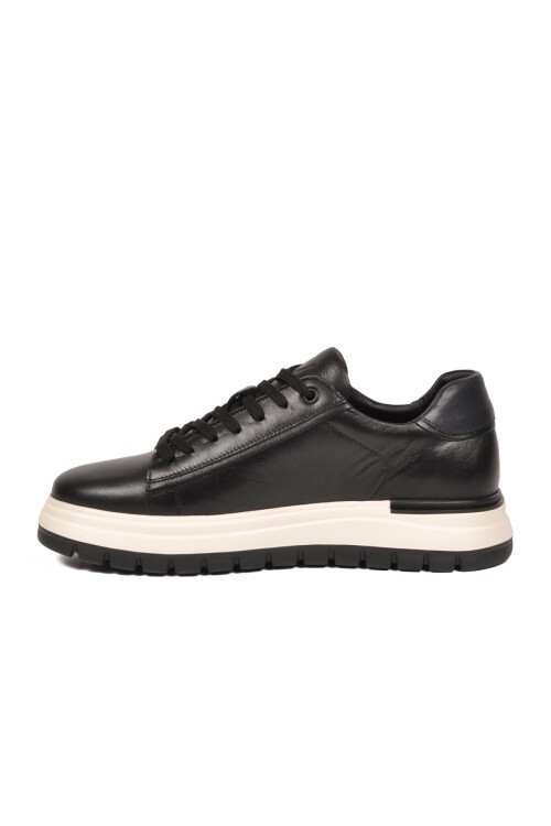 Siyah Memory Foam Rahat Şık Hakiki Deri Erkek Günlük Ayakkabı Sneaker M387 M