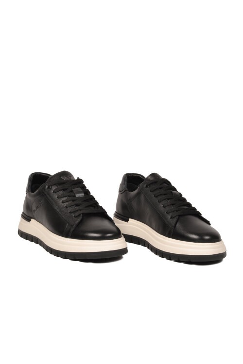Siyah Memory Foam Rahat Şık Hakiki Deri Erkek Günlük Ayakkabı Sneaker M387 M