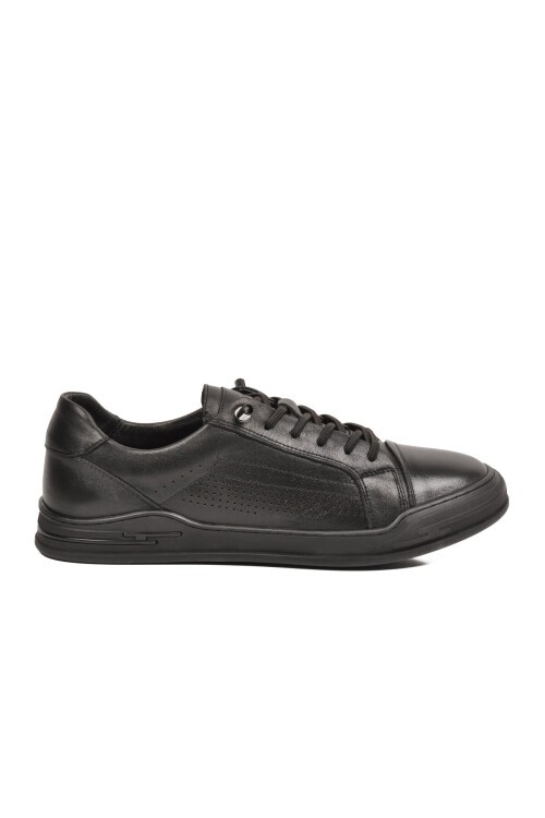 Siyah Hakiki Deri Erkek Günlük Sneaker Nefes Alabilen Memory Foam Casual Ayakkabı M682 M