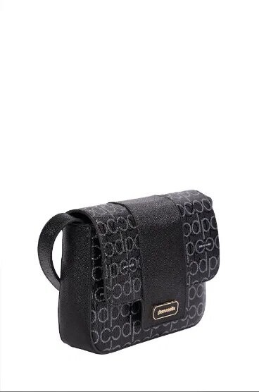 Siyah Monogram Desenli Kadın Çapraz Askılı Omuz Çantası 05PC24K805-PMN