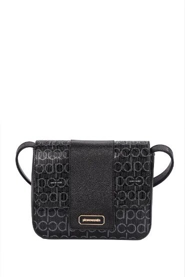 Siyah Monogram Desenli Kadın Çapraz Askılı Omuz Çantası 05PC24K805-PMN