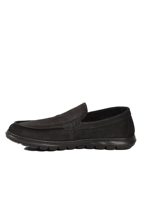 Siyah Nubuk Hakiki Deri Anatomik Tabanlı Erkek Casual Ayakkabı Loafer M732