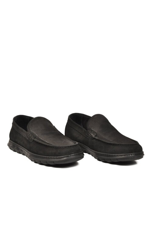 Siyah Nubuk Hakiki Deri Anatomik Tabanlı Erkek Casual Ayakkabı Loafer M732