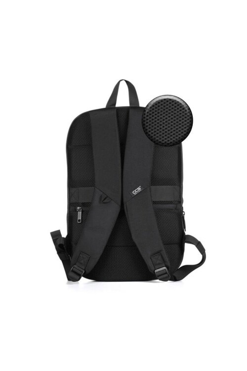 Siyah-Siyah Çok Bölmeli Tek Omuz Askılı Usb Girişli Dayanıklı Unisex Laptop ve Sırt Çantası 31304