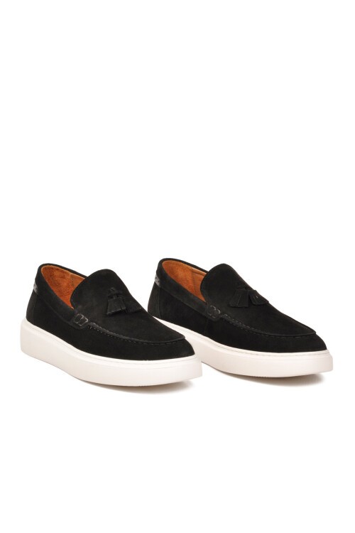 Erkek Siyah Süet Hakiki Deri Rahat Konfor Tabanlı Makosen Şık Smart Casual Ayakkabı Loafer  6795 M