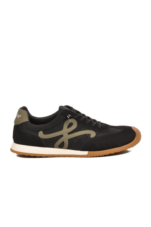 Siyah Bağcıklı Hafızalı Tabanlı Retro Stil Erkek Günlük Ayakkabı Sneaker E472 M