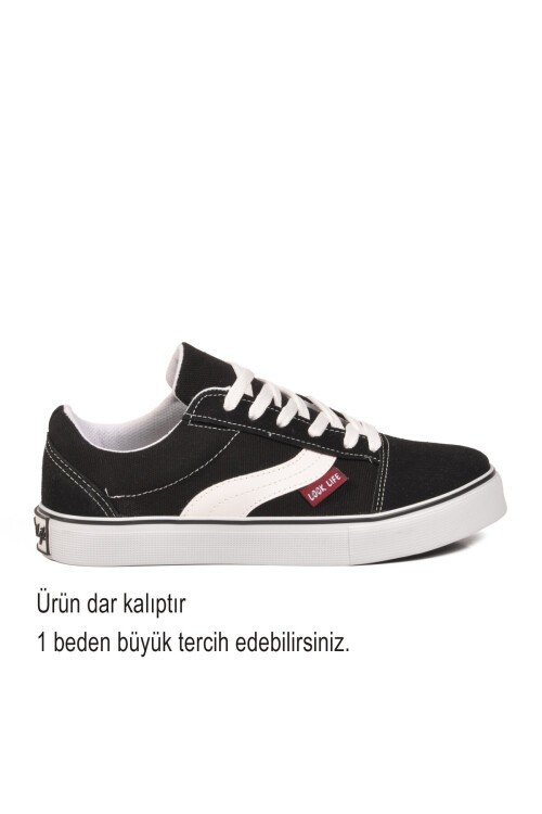 Siyah Dar Kalıp Erkek Kanvas Hava alabilen Rahat Sneaker Spor Ayakkabı 1002 G