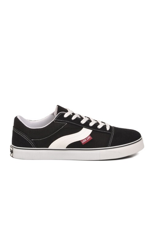 Erkek Siyah Günlük Spor Ayakkabı Bağcıklı Casual Kanvas Sneaker 1002