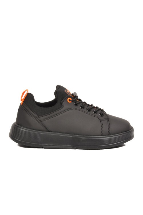 Siyah-Turuncu Comfort Rahat Taban Lastik Bağcıklı Erkek Çocuk Sneaker Balase F