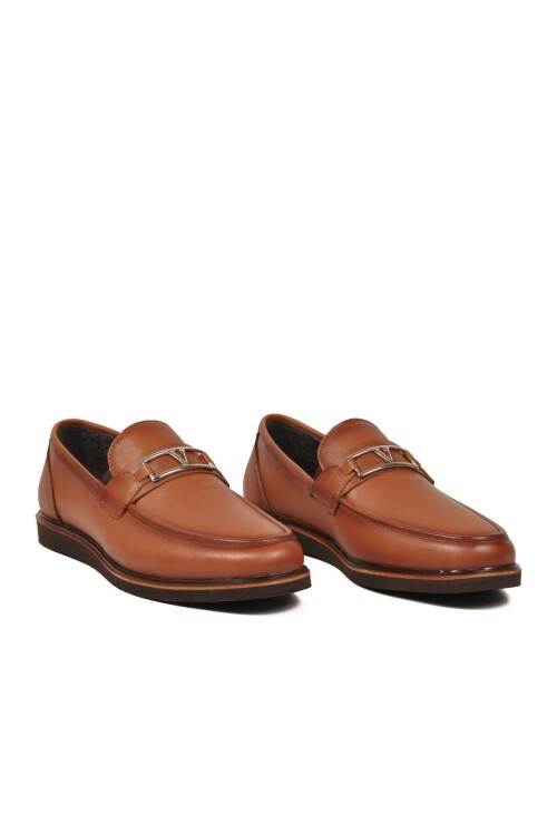 Erkek Taba Hakiki Deri Klasik Loafer Smart Casual Ayakkabı 5768 M