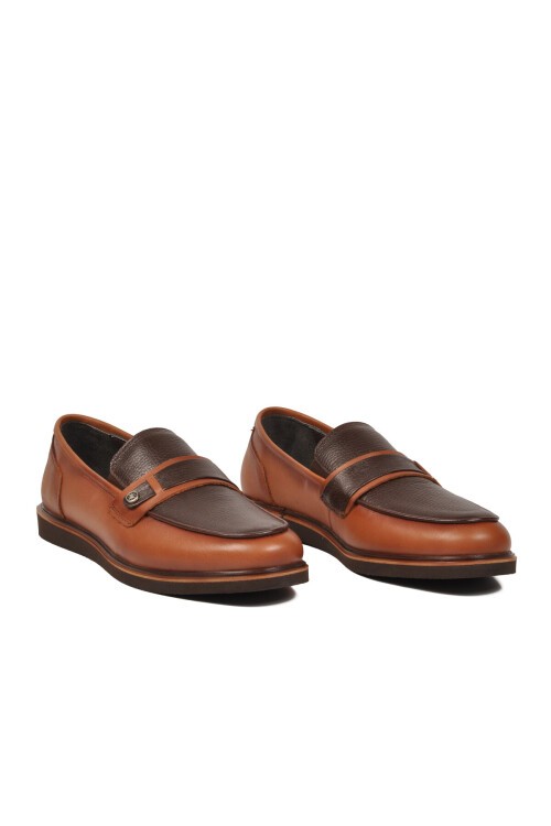 Erkek Taba Hakiki Deri Kolay Giyilebilir Şık Rahat Konfor Tabanlı Günlük Ayakkabı Loafer 5769 M