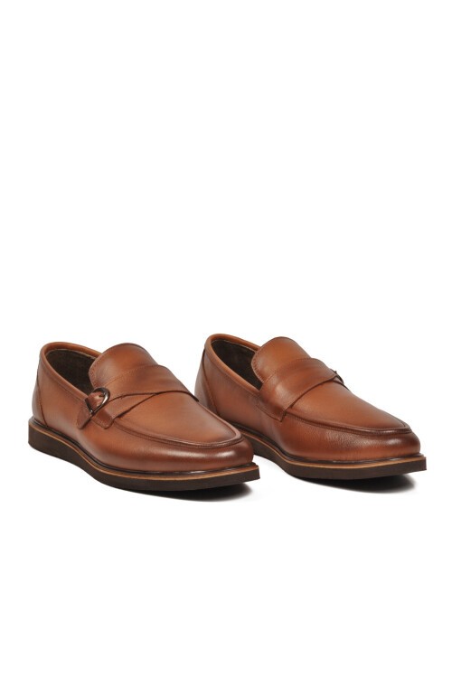 Erkek Taba Hakiki Deri Günlük Şık Rahat Tabanlı Klasik Ayakkabı Loafer 5770 M