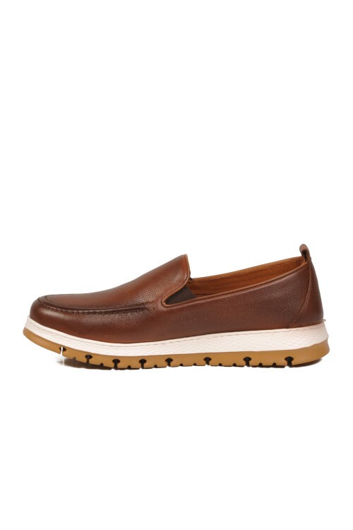 Erkek Taba Hakiki Deri Kolay Giyilebilir Rahat Tabanlı Şık Günlük Ayakkabı Loafer 6574 M