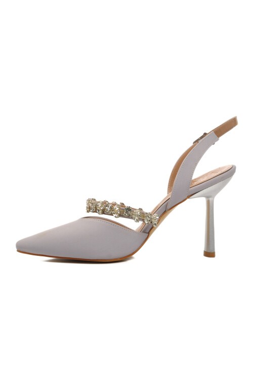 Ayakmod Gümüş Saten Kadın Abiye Ayakkabı