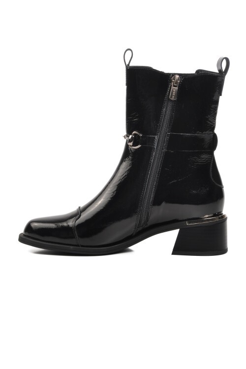 Venüs Siyah Rugan  Hakiki Deri Kadın Bot