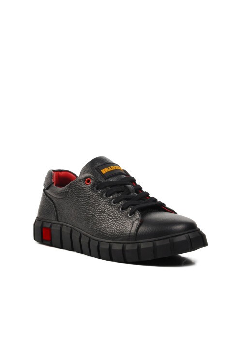 Bulldozer Siyah Hakiki Deri Erkek Günlük Ayakkabı