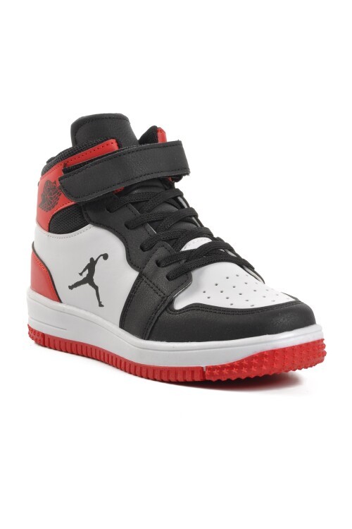 Siyah-Kırmızı Cırtlı Hafif Çocuk Spor Ayakkabı