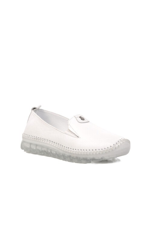 Ayakmod Hakiki Deri Beyaz Kadın Günlük Ayakkabı