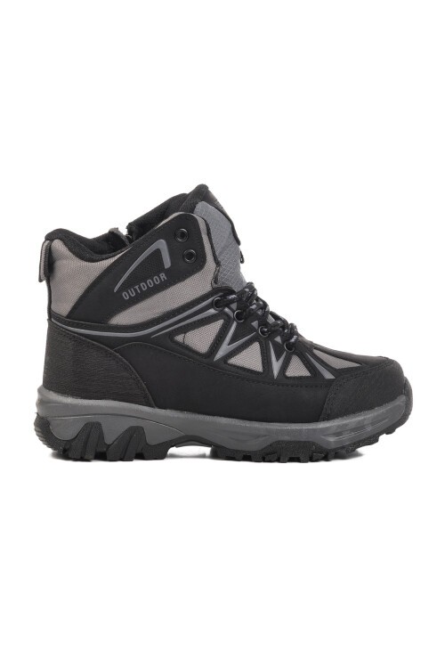 Siyah-Füme İçi Polarlı Kaymaz Tabanlı Erkek Çocuk Outdoor Trekking Bot 2301 F