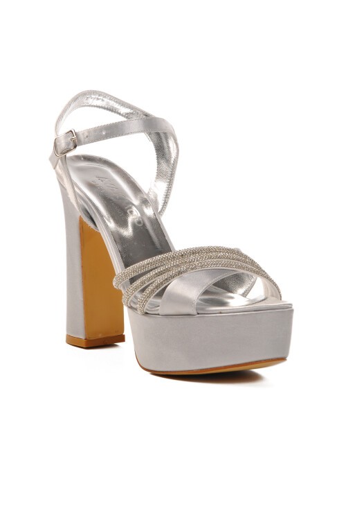 Ayakmod Gümüş Kadın Topuklu Ayakkabı