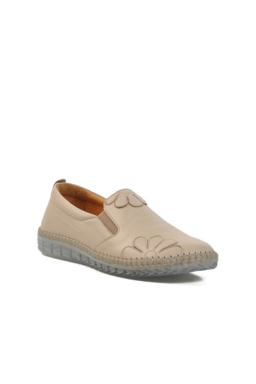 Bej Hakiki Deri Kadın Günlük Ayakkabı 04035 Z