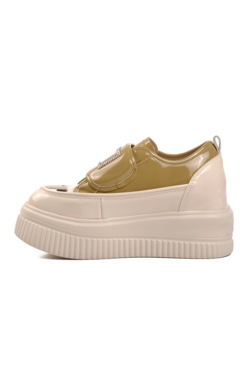 Bej Yüksek Taban Kadın Spor Ayakkabı 24K373 Z