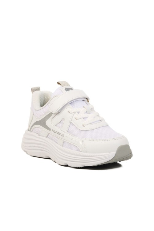 Beyaz-Gri Cırtlı Çocuk Spor Ayakkabı 1880 F