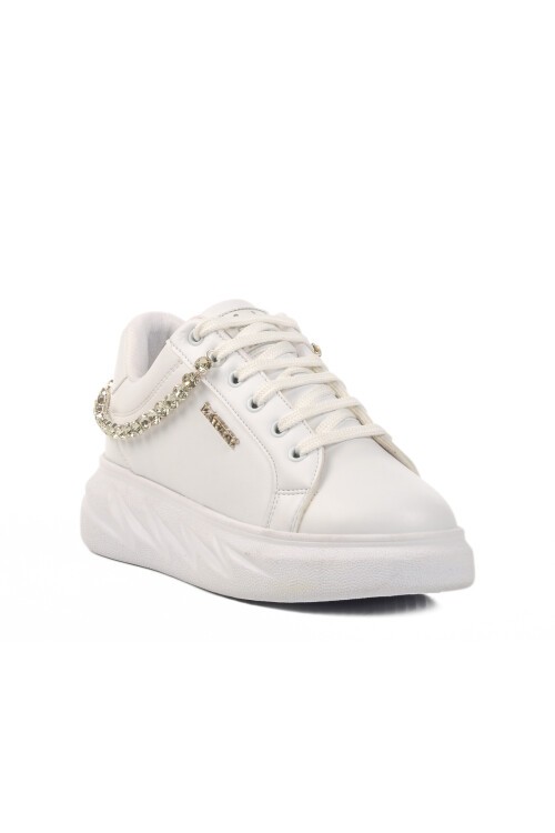 Beyaz Taşlı Kadın Sneaker 7081 Z