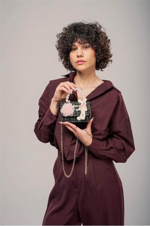 Siyah-Beyaz Kadın Omuz Çantası 17944 Çanta