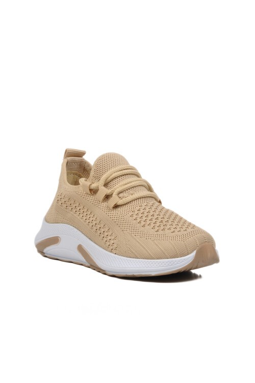  Bej-Beyaz Hafif Fileli Çocuk Spor Ayakkabı