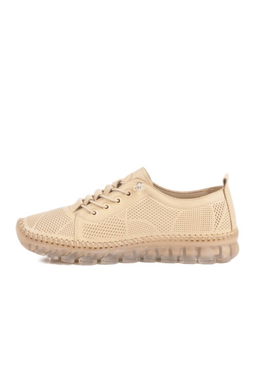 Bej Hakiki Deri Kadın Günlük Ayakkabı 0004 Z