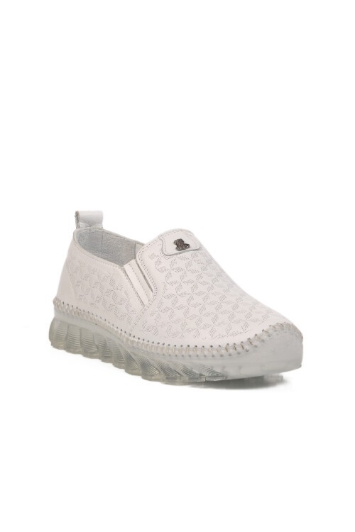 Beyaz Hakiki Deri Kadın Günlük Ayakkabı 0002 Z