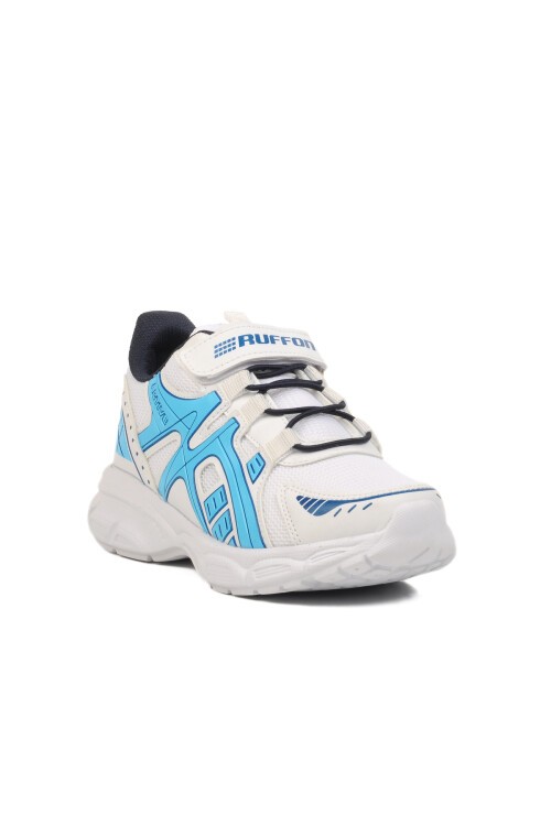 Beyaz-Lacivert Cırtlı Hafif Çocuk Spor Ayakkabı 2351 F