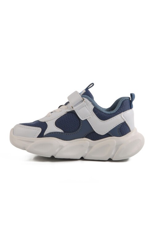 İndigo-Beyaz Cırtlı Çocuk Spor Ayakkabı 1901 P