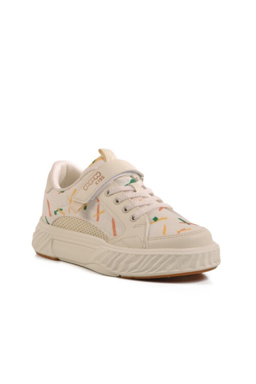 Krem Cırtlı Hafif Çocuk Spor Ayakkabı 1883 F