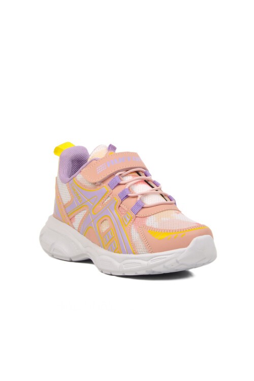 Pudra-Lila Cırtlı Hafif Çocuk Spor Ayakkabı 2351 F