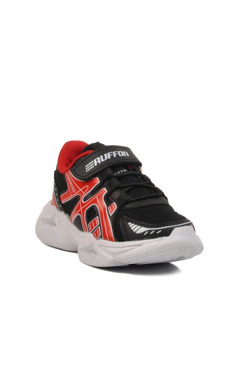 Siyah-Kırmızı Cırtlı Hafif Çocuk Spor Ayakkabı 2351 F