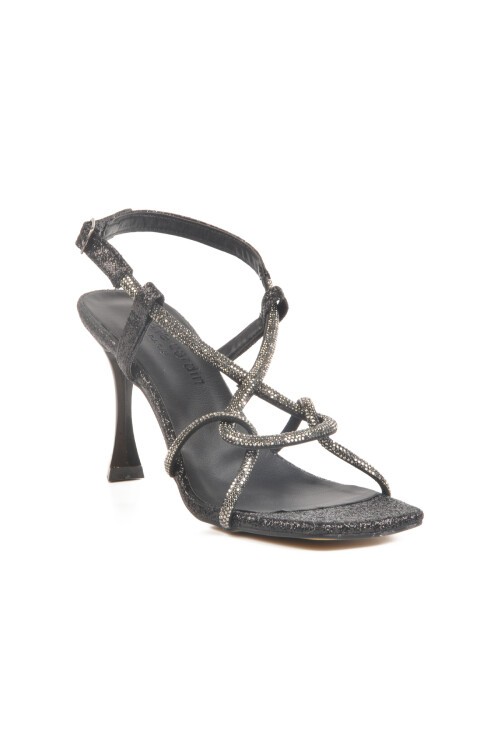 Siyah İnce Topuk Kadın Abiye Ayakkabı PC-54655 Z