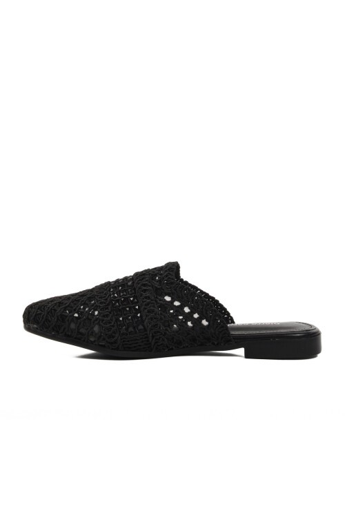 Siyah Triko Hafif Önü Kapalı Kadın Terlik PC-54712 Z