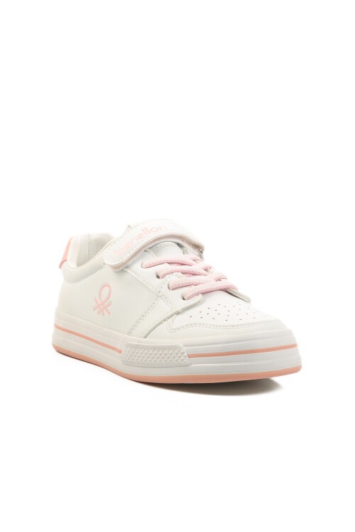 Beyaz-Pudra Poliüretan Çocuk Spor Ayakkabı BNI-10024 F