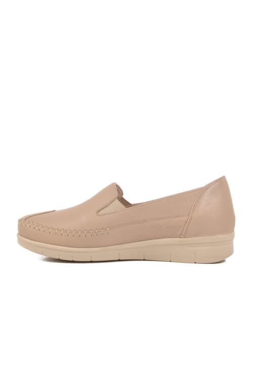 Krem Hakiki Deri Anatomic Taban Kadın Günlük Ayakkabı 664 Z