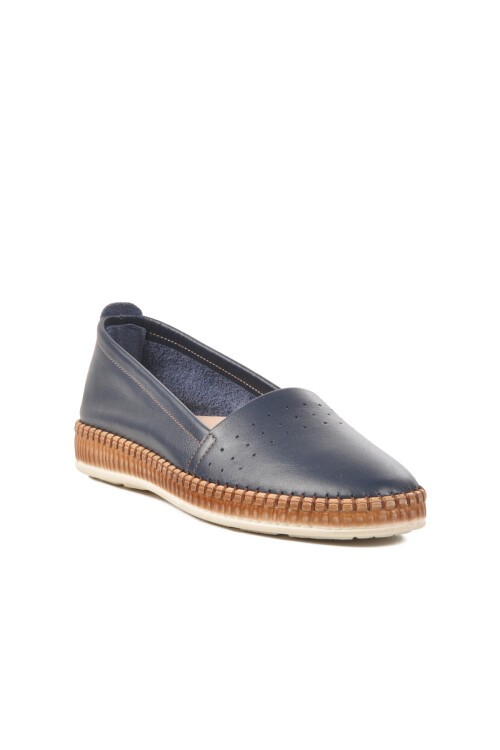 Lacivert Hakiki Deri Kadın Günlük Ayakkabı 231747 Z