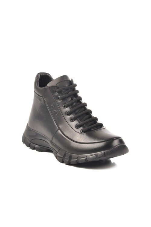 Siyah Fermuarlı Hakiki Deri Kadın Bot 9398 Z