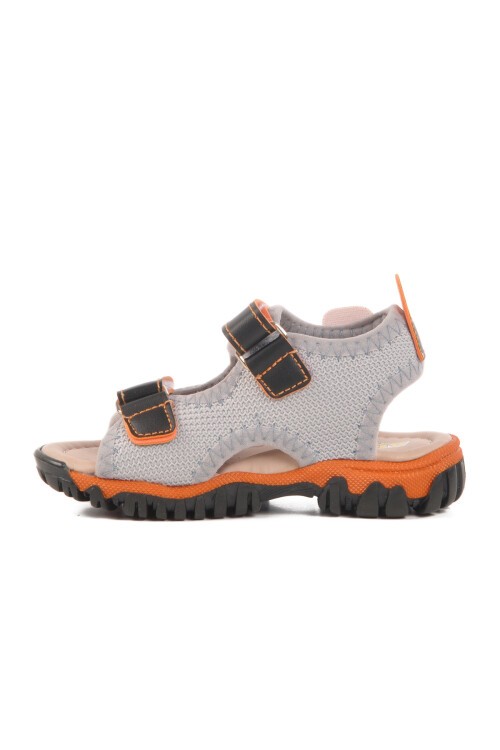 Siyah-Turuncu Ortopedik Taban Erkek Çocuk Sandalet 25T102 B