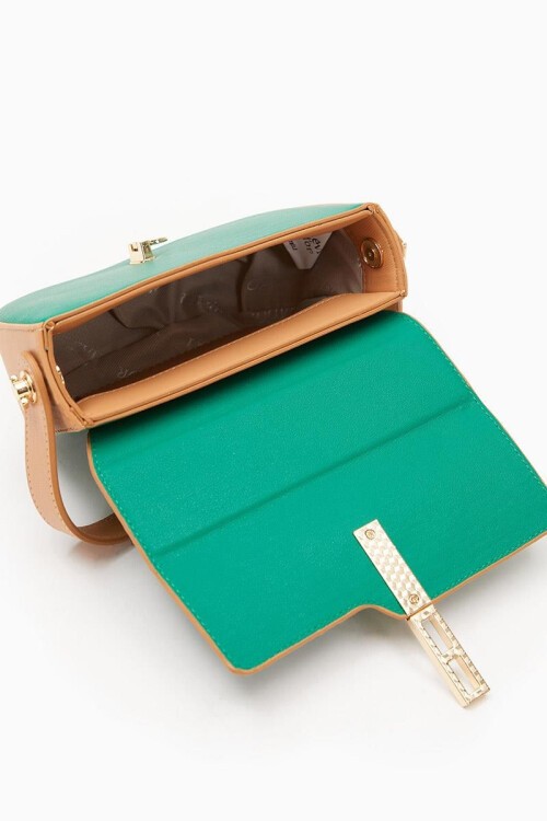 Levidor Yeşil-Camel Kadın Omuz Çantası 930125