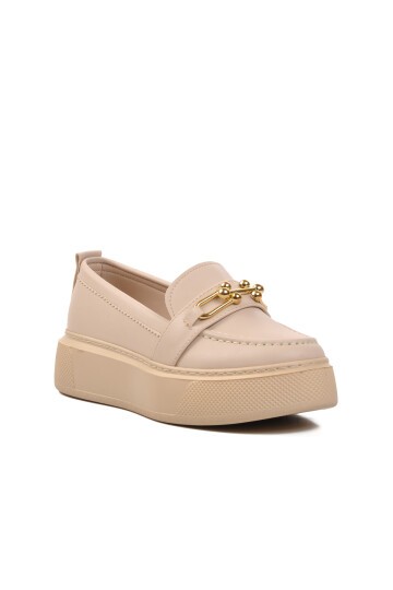 Ayakmod Bej Kadın Loafer Ayakkabı